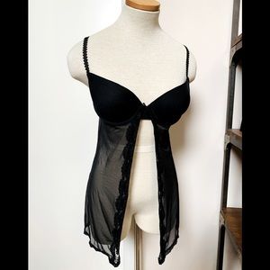 Pfiff Lingerie Black Sheer Teddy with Push Up Bra